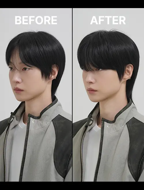 남성 인모 100% 와이어 앞머리가발 M형 탈모 커버