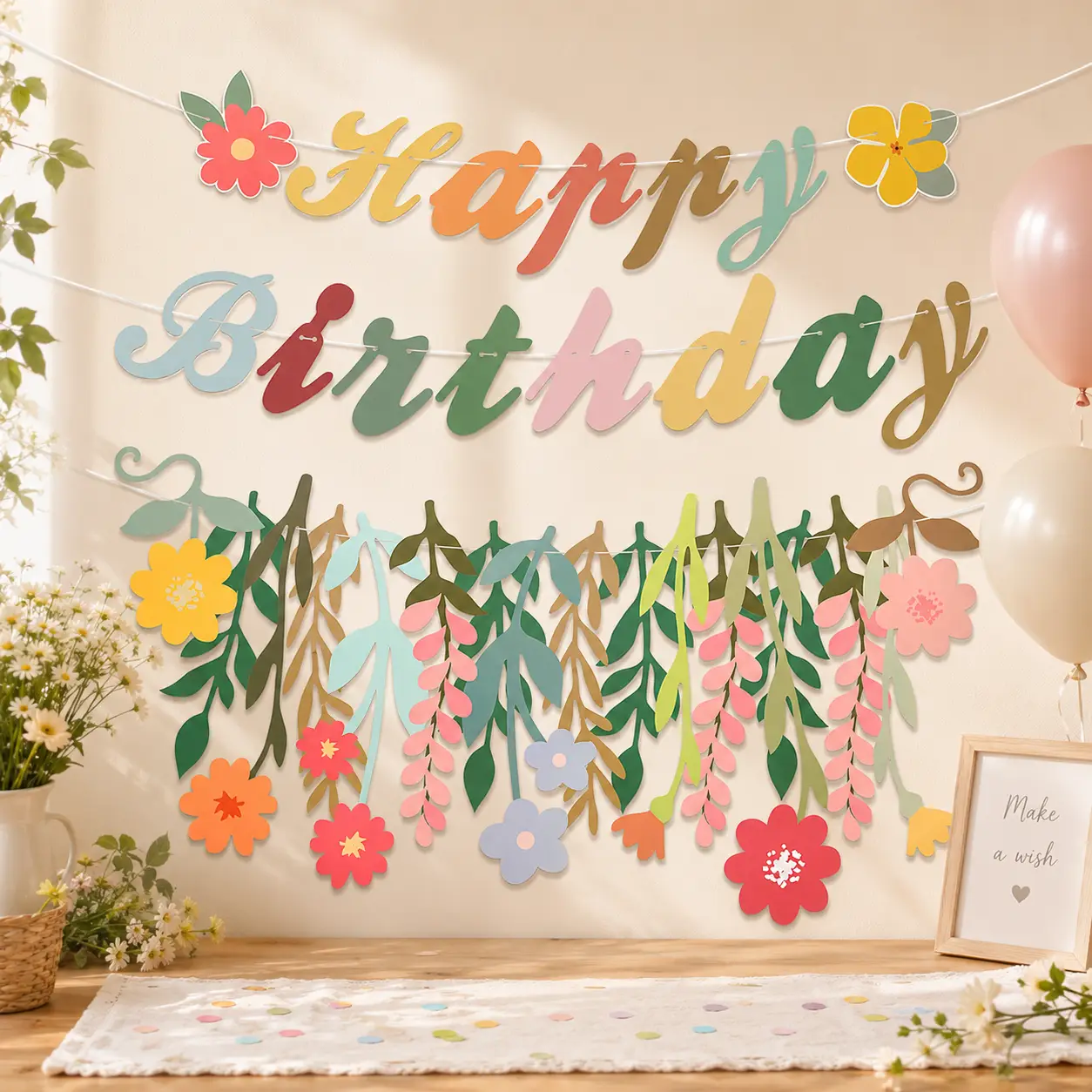 3회차 리드홈 양면 꽃잎 페이퍼 생일 홈파티 브라이덜샤워 장식 가랜드 세트