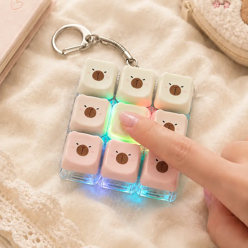 (2차) 카피바라 키캡 키링 LED 9구