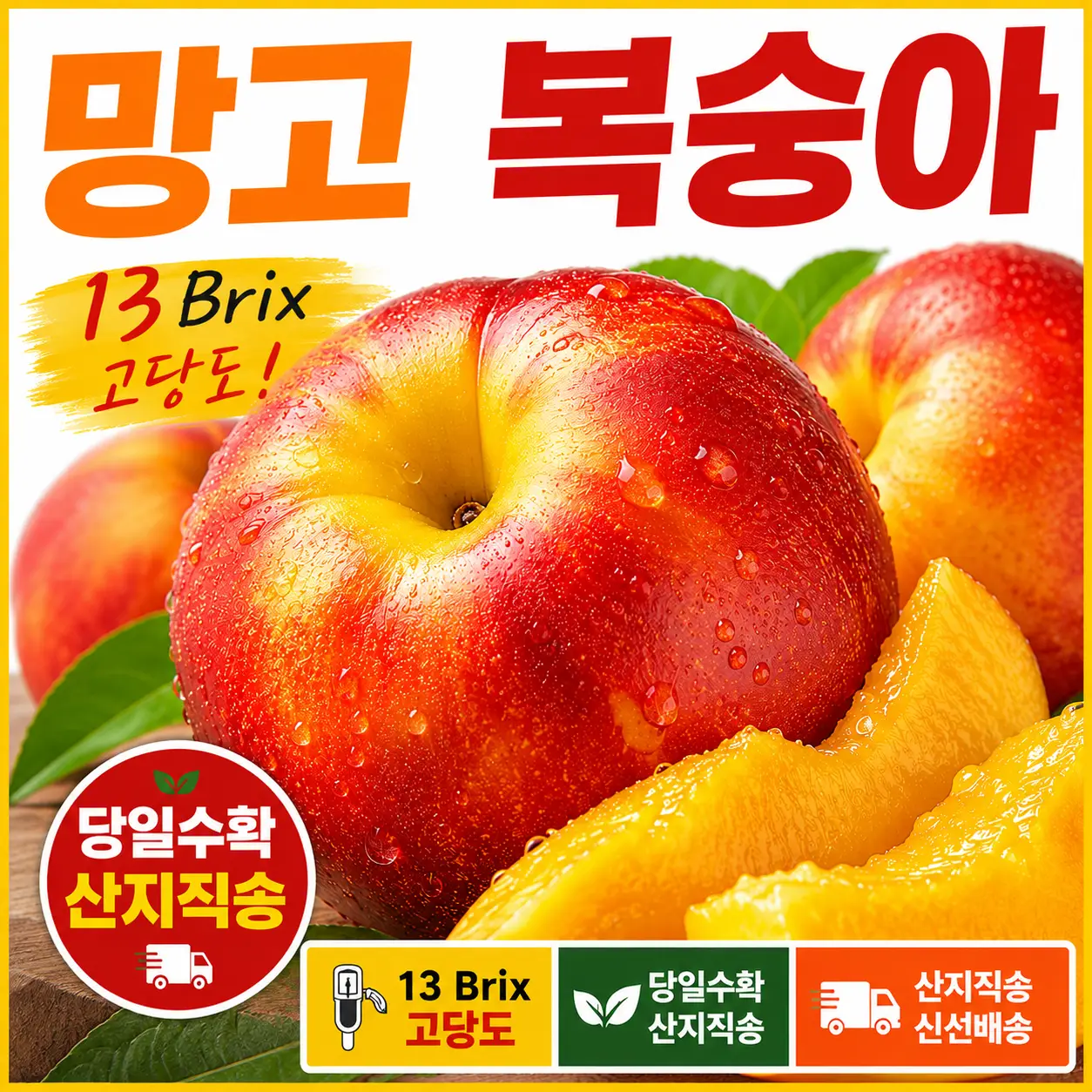 [2차완판]망고복숭아 황도복숭아 13Brix 고당도 산지직송 제철복숭아