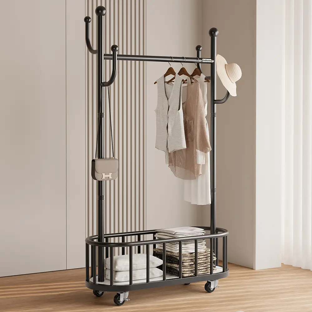 Unihome 선인장형 고급 이동식 행거 미니 트롤리 행거,블랙,80CM 체험단 모집합니다! 제품제공 및 페이백