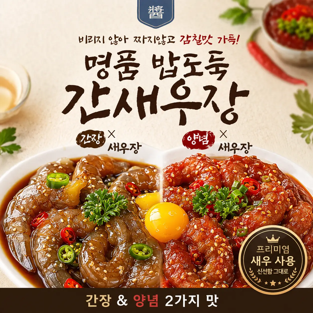 주문 즉시 만드는 프리미엄 간장새우장 250g + 양념새우장 200g 이벤트
