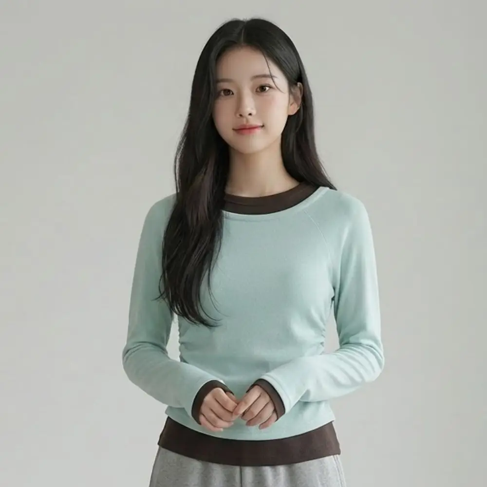 신상품]릴리아르 여리핏 배색 레이어드 긴팔티셔츠