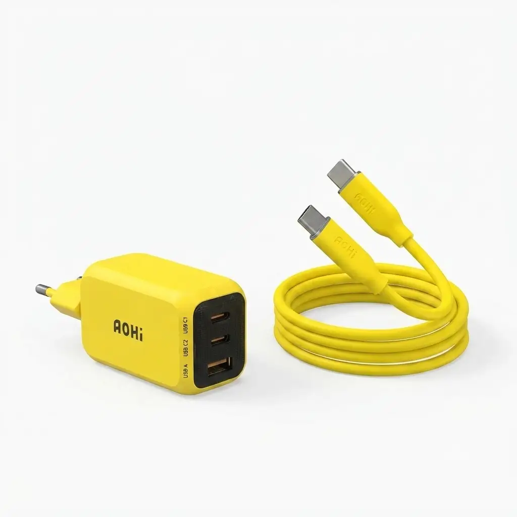 AOHi GaN 65W PD 3포트 초고속 멀티충전기+140W CtoC 초고속 케이블 세트