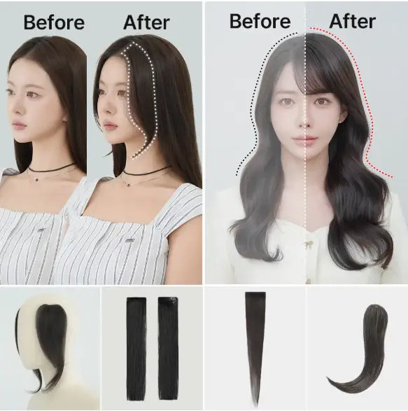가발나라 사이드 볼륨 붙임머리 100% 인모