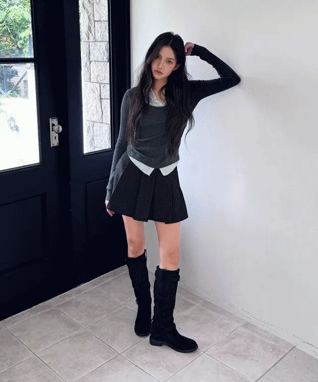 꼼지락 스웨이드 접어신는 하비 버클 셔링 롱부츠